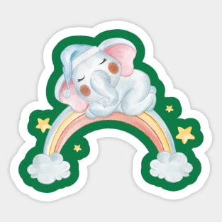 Baby Elephant Sleeping Rainbow Sticker